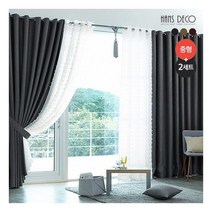 [한스데코] ■[중형 2세트]프리미엄 4중직 암막커튼세트+포인트커튼세트