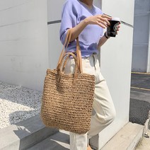 캐주얼 밀짚 숄더 백 위커 짠 핸드백 등나무 여름 비치 가방 대용량 토트 레이디 빅 발리 지갑