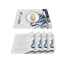 WFHTU 4/6pcs Set Table Mats Printed Cotton Linen Napkin Kitchen Accessories Home Party Decorative Pl, 4 PCS_Onecolor