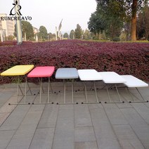 행사 매대 진열 작업 연구를위한 플라스틱 접이식 휴대용 테이블 피크닉 캠핑 식탁 야외 높이 조절 책상 핑, 03 Blue
