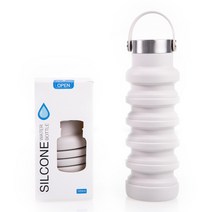 ANYOU 실리콘물병 여행용 물컵 아웃도어 스포츠 접이식 550ml, 손으로 컬러 컵 뚜껑, 그레이