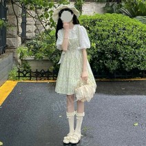 꽃무늬 반팔 투피스 빅사이즈 10대 외출복 원피스 카라 퍼프 중학생 여름 공주 옷