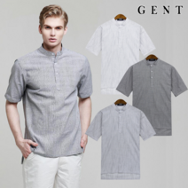 겐트옴므 남성용 잔스트라이크 헨리넥 반팔 셔츠_GS8237C