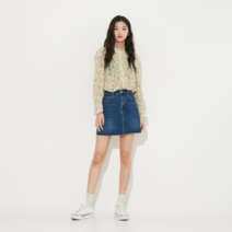 랩 밑단 데끼컷 미니 데님 스커트 (AL1DS260)