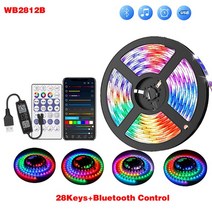 RGBIC LED 스트립 조명 WS2812B 라이트 테이프 5050SMD 스마트 블루투스 적외선 TV 룸 럭스 빛나는 장식 Fi, 02 28Keys app control_03 3m, 03 3m