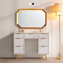 [지베] 라에닐 7단 템바보드 수납 화장대 1000 (골드거울포함) 2colors, 네이비