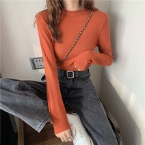 봄코디 오프 숄더 올 매치 화이트 긴팔 티셔츠 여성 초가을 이너 니트 보터밍 세련되고 아름다운 슬리밍