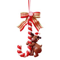 크리스마스 교수형 매력 산타 클로스 눈사람 사탕 지팡이 장식 Xmas Trees Festival 파티 새해 가정 장식, 엷은 황갈색