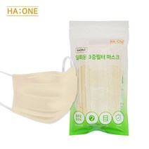 하원 국내생산 일회용 3중필터 마스크 중형 아이보리, 10매, 1개