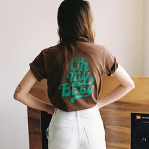 클래식 CALLMEBABY 커피 그린 이니셜 t셔츠