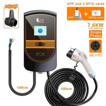 전기차 충전기 feyree evse wallbox j1772 어댑터 type1 케이블 32a 7.6kw ev Charger type2 wallmount 충전 스테이션 app, type1 앱 3 rfid