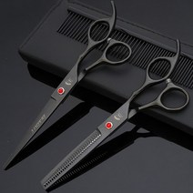 페니체 애견 미용 가위 컷트 틴닝 강아지 커브가위 곰돌이컷 겸자가위, 스트레이트 + 이가위 7인치 블랙