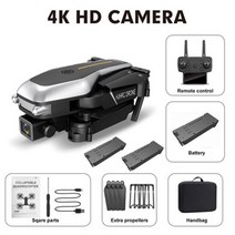 촬영 dji 드론부품 미니 포켓 RC 드론 와이파이 실시간 전송 듀얼 4K HD 카메라 항공 쿼드콥터 3D 플립 앱 제어, [03] 4K single black3
