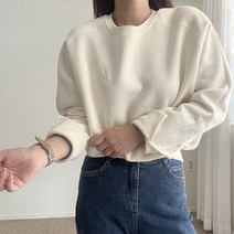 에이치스 고급자수 세미크롭 심플깔끔 소매트임 기모맨투맨