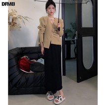 부드러운 쁘띠 향기 스웨터 여 추동 디자인 소소한 유니크 크리스마스 레드 니트 카디건 코트