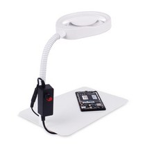 돋보기 Led 돋보기 램프 3X 5X 8X 1010X20X 대형 유리 렌즈 조명 및 스탠드 독서 취미 공예 수리, 02 White_04 10X