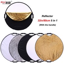 32 "80cm 5 in 1 Round Reflector 야외스튜디오 멀티 포토 디스크 용 플라스틱 손잡이가있는 휴대용, 한개옵션0