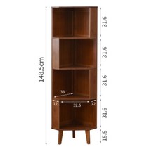 북유럽 코너장 모서리 원목 서랍장 코너 수납장 틈새 선반 장식장, 4단