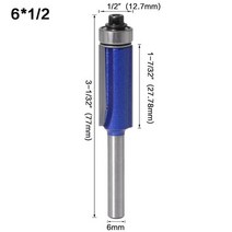 드라이월커터 14 생크 6mm 생크 트림 라우터 비트 나무 템플릿 패턴 비트 텅스텐, 6mmx12.7mm, 1개