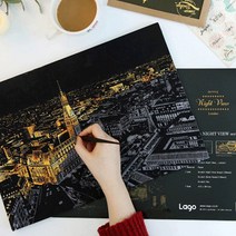 스크래치북 성인 학생 나이트뷰 스크래치 페이퍼 북 집에서 혼자 놀기 DIY 명화 컬러링북 색칠 공부 하기 도안 취미 놀이, 05.스크레쳐도구 5종세트