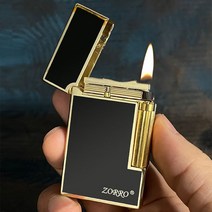 고급 블랙 등유 조로 라이터 사운드 기름 오일 지포터보 남친 선물 라이타, 금장 플라워 기프트