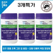 호주 명품 헨리 블룸스 초록 녹색 그린 입 홍합 500mg 터메릭 강황 영양제 1500mg 100 캡슐 3통특가, 100캡슐, 3통