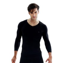 기어엑스 남성용 일반겨울 8부소매브이넥 언더레이어 상의