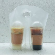 비닐캐리어 2구 200개 일회용캐리어 테이크아웃 무지 엠보 카페 포장 패스트푸드 식당 디저트 비닐포장, 2구 32온스