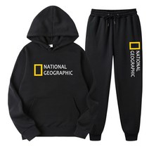 (당일출고) 남여공용 풀오버 무지 로고 프린트 후드+블랙바지 세트 S~3XL