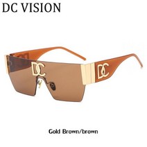 패션 여성 무테 광장 선글라스 숙녀 원피스 럭셔리 브랜드 디자이너 태양 안경 남성 특대 레트로 UV 400, C3 Gold Brown_With the box