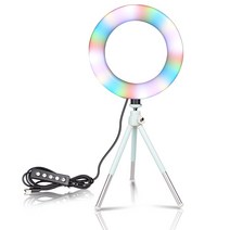 방송조명 유튜브 방송용 링라이트 촬영 조명 장비 제품 6 인치 RGB 인플 루 언서 램프 마키 미니 LED 데스크탑 삼각대 스탠드 16CM USB 비디오 라이브 메 694EA 8, 05 SH-HXD-6RGB-08