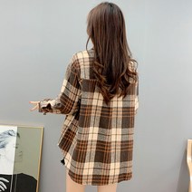 여성 데일리 캐주얼 중년 빅사이즈 두꺼운 모직 체크셔츠 모음 블라우스