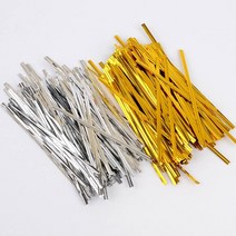 잘려있는 빵 봉지 끈 타이 포장 철 철사 선물 선정리 비닐 고정 묶음 금색 은색 200p 공예 작품 만들기 재료 과자 답례품 보관 정리 남은 음식 밀봉, 색상