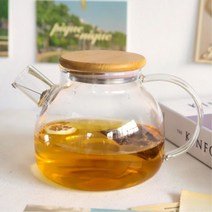 유리 티타임 내부거름망 강화유리 티포트 1000ml 음료통 차 주전자 물