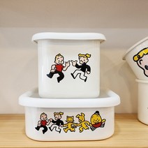 일본 오사무 굿즈 법랑 사각 밀폐 저장 통 캐니스터 반찬 보관 냉장고 정리 용기, 낮은형