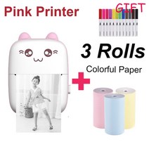 미니 프린트 Miscier-휴대용 무선 감열식 포토 58mm 인쇄 BT 200dp 가정용 사무실용 소형, 02 Pink add 3 color pp