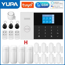 무선 모션 센서 감지기 와이파이 GSM 홈 보안 경보 투야 스마트 도난 알렉사 및 구글 다채로운 LCD 인치, 없음, 2.H - 미국 플러그