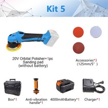 자동차광택기 무선 미니 차량 셀프 광택기 패드 폴리싱 샌딩기 듀얼 액션 궤도 무선 광택기 자동차 왁싱 18v20v 리튬 이온 53939 125mm 무선 광택기 왁싱 오비탈, 협력사, kit5 bmc 포장, 영국