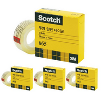 스카치 투명 양면 테이프 665 리필 18mm x 7.6m, 4개