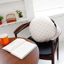 [러그랜드] 자체제작 화이트빅도트 핑크 원형쿠션 겸 방석커버만 구매