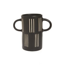 고급 화병 THE CONRAN SHOP 더콘란샵 왁스 레지스트 스트라이프 핸들 유리 꽃병 인테리어 오브제 심플 모던 꽃꽂이병, Black, 검은색