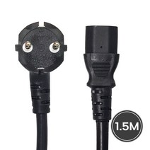 국산 3구 파워케이블 7A 220V 컴퓨터 전원케이블 파워코드, 1.5m, 1개