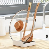 Threeofus 냄비뚜껑 거치대 국자 받침 조리도구 받침대, 1개, 퓨어 화이트