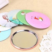 원형 미니 휴대용 일러스트 파우치 손거울 미용실손거울 손거울도매 손잡이거울, 미니 손거울 10개 (색상랜덤)