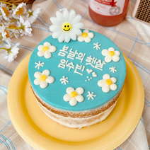 케익팩토리 수제 맞춤 주문제작 남자친구 여자친구 전국 택배 배달 배송 민트데이지 레터링케이크, 1개, 240g