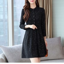 넷투넷코리아 여성 미니 원피스 A라인 긴팔 패턴 심플 데일리룩