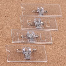 옷핀 집게 겸용 아크릴 이름표케이스 5개 관광명찰 명찰뱃지, 70x25