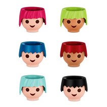 마이플랜트 독일 플레이모빌 얼굴 레츄자 플라스틱 화분 수납함 인테리어소품, 루비핑크