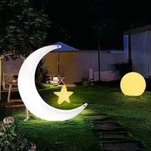 빛나는 달 램프 야외 경치 좋은 정원 장식 대형 초승달 별 초승달 풍경 좌석 달 램프, 1.4m달+1성+1공16가지단색4가지그라데이션