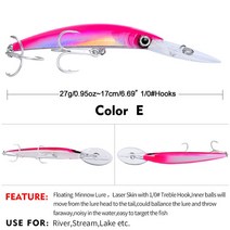 빅 베이트 루어 1Pcs 큰 Minnow 17cm 27g Wobblers 낚시 미끼 깊은 다이빙 인공 하드 조업 보트 바다 낚시, 05 05